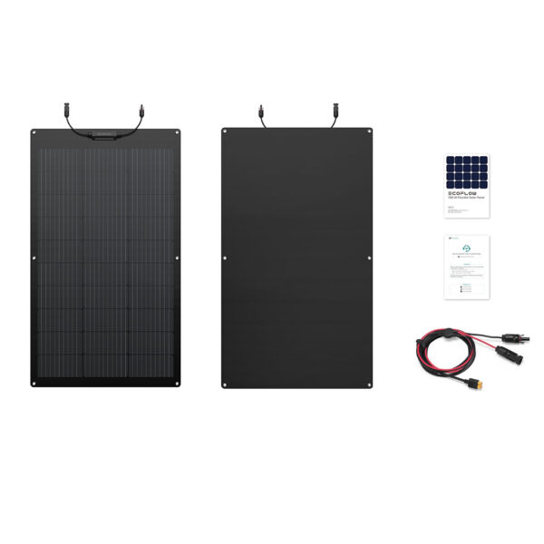 Solarpanel 100W Ansicht von vorne und von hinten.