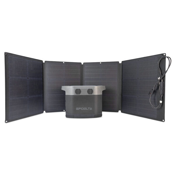 Solar Panel 110W portabel, von Vorne mit Powerstation