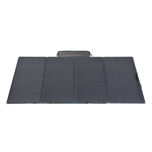 EcoFlow Solar Panel 400Watt portabel, schraeg aufgestellt.