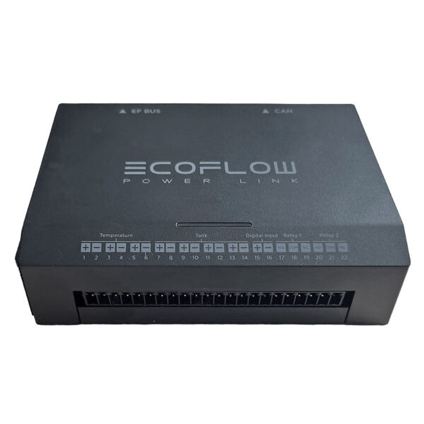 PowerKit Data Converter schwarz mit Ecoflowlogo in silber, von vorne und von oben.